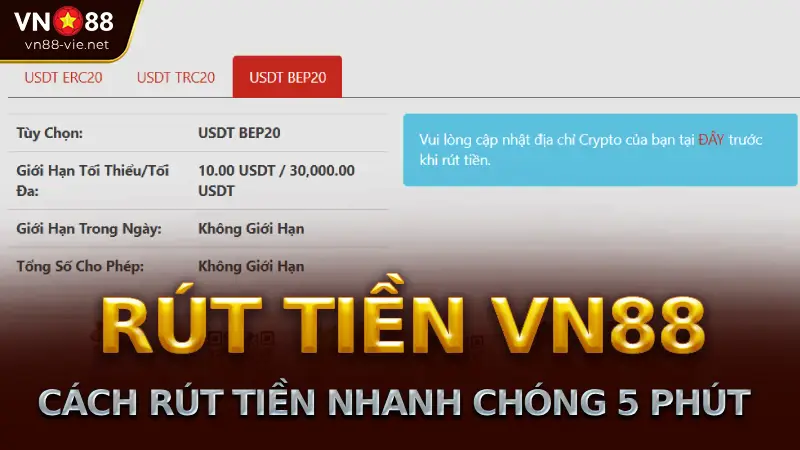 Cách thức rút tiền VN88 nhanh chóng chỉ 5 phút