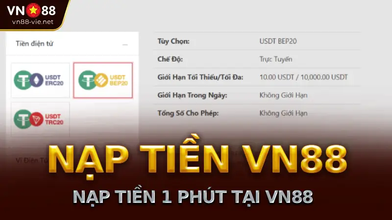 Nạp tiền VN88 trong vong 1 phút tiền về ngay tài khoản